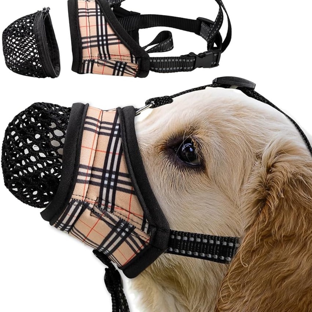 Plaid Dog Muzzle with Black Trim